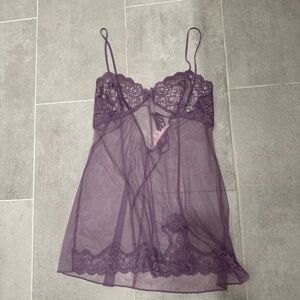 Purple sheer babydoll slip